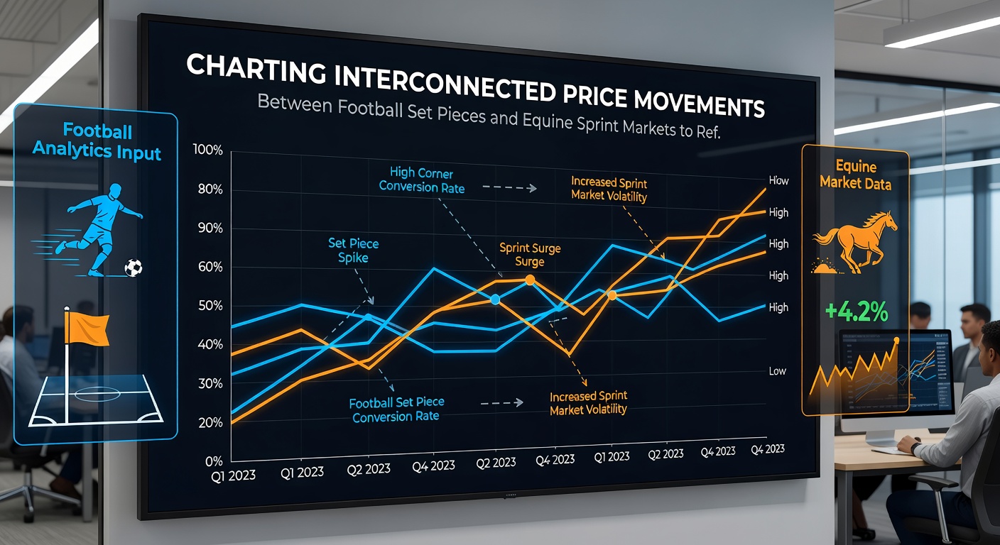 Data charts illustrating price correlation patterns between football set pieces and equine sprint markets