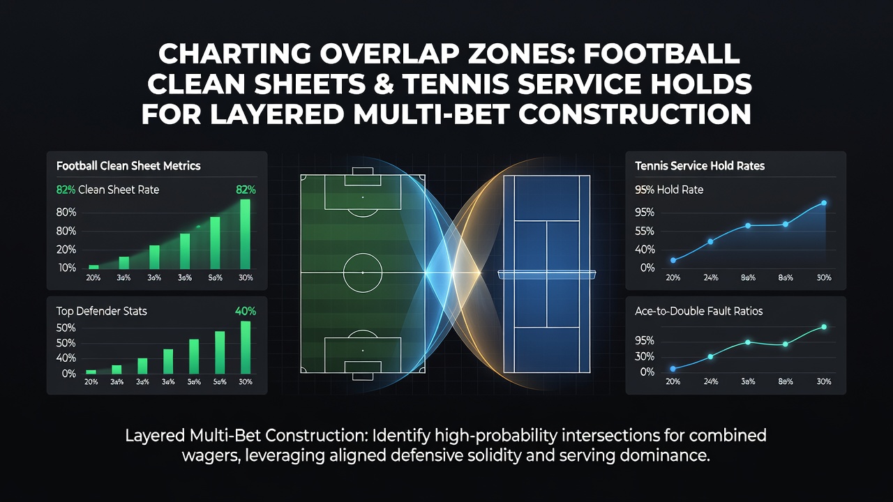 Chart displaying football clean sheet percentages alongside tennis service hold rates across multiple leagues and tournaments