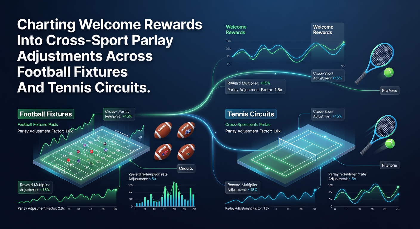 Bettors reviewing welcome reward terms alongside football match schedules and tennis tournament brackets on a digital interface