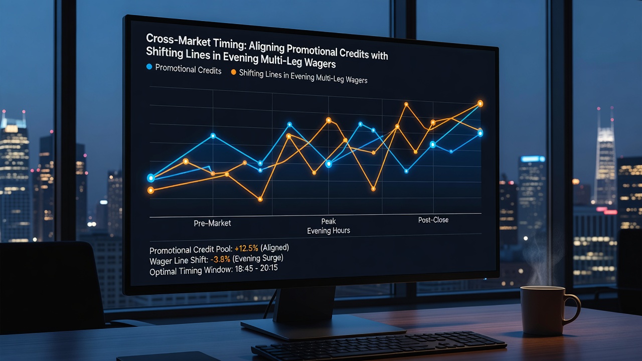 Chart displaying promotional credit usage patterns aligned with evening line movements in multi-leg betting across global markets