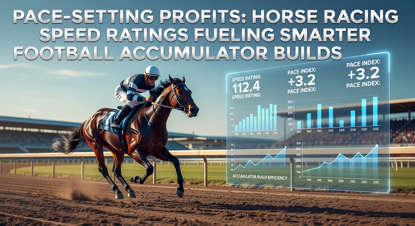 Horse racing speed figures overlaid on a football pitch diagram, illustrating pace metrics in both sports